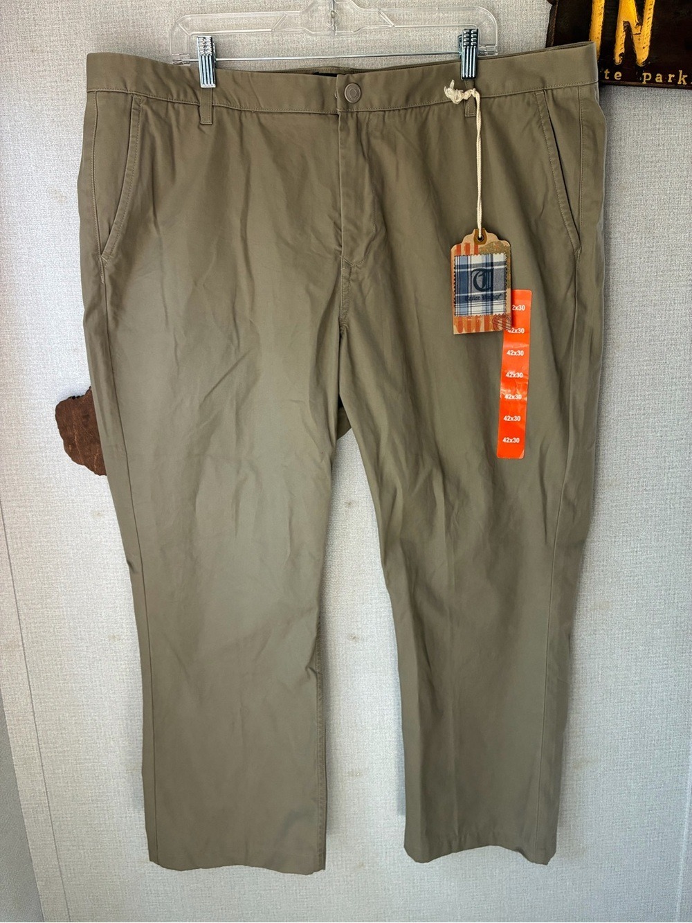 Tailor Vintage Mens Khaki Casual Stretch Pants 42x30